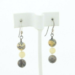 Sterling Silver Agate Earrings Dangle Drop Earrings 1 3/4&quot;