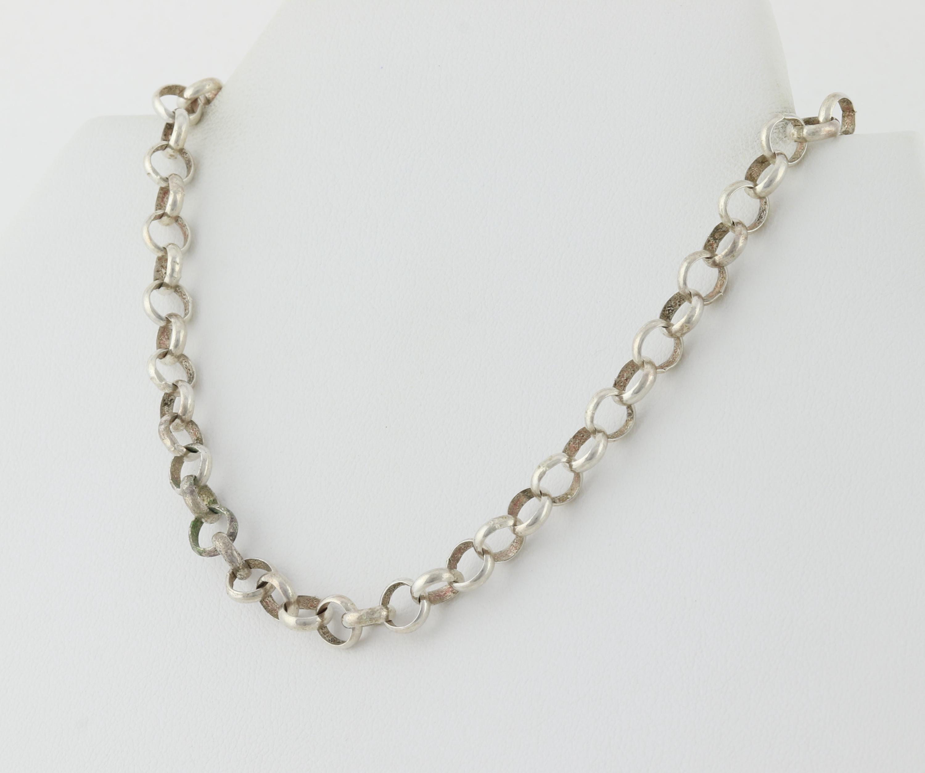 スターリングシルバー ラウンドサークル Oリンクケーブルチェーン