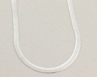 Sterling Silver Textured Omega Chain Necklace 18"  6.5mm