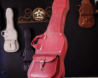 Borsa per chitarra in pelle, custodia per chitarra elettrica, custodia per chitarra, trasporto per chitarra elettrica, custodia per chitarra - Custodia per chitarra in pelle di lusso fatta a mano
