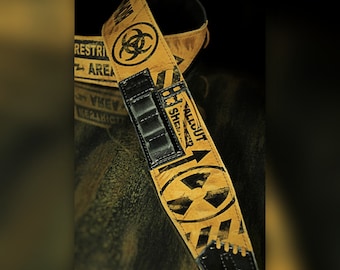 Post Apocalyptic".gift guitar player leatherstrap ,Guitar strap, leatherstraps, customized leatherstrap, guitar custom leatherstrap