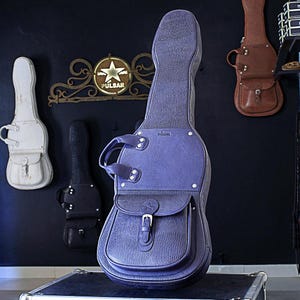 Leather guitar bag, electric guitar case, guitar case, electric guitar carrying case, guitar gig bag, leather guitar case, Blue Iguana Leather