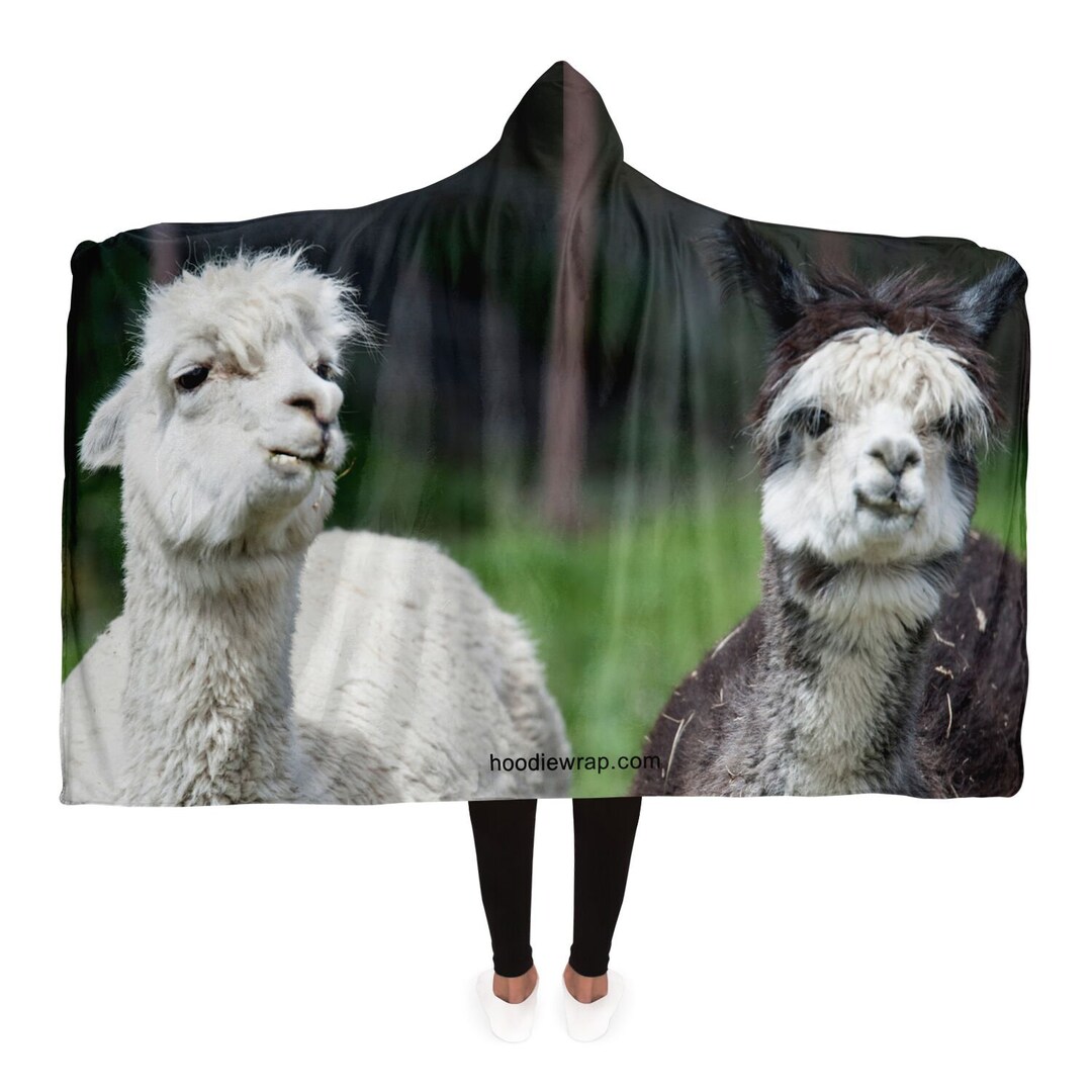 Two Alpacas, Photo Hooded Blanket Wrap