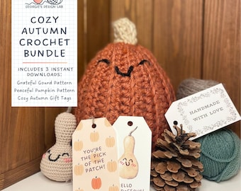 Autumn Crochet Pattern & Printable Gift Tag Bundle | Beginner-Friendly Fall Crochet Projects | Instant Digital Download
