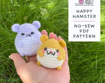 Hamster No-Sew Crochet Pattern- Digital Download PDF - Happy Hamster Amigurumi - plush, ornament, decor, keychain