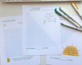 Fresh & Clean Decluttering Tracker | Monthly Decluttering Game Printable | 3 Flexible Approaches (PDF)