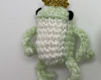 MADE-TO-ORDER- Little Frog Prince, crochet amigurumi frog with crown