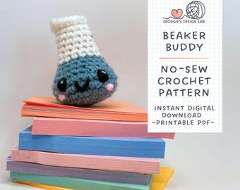 No-Sew Crochet Beaker Amigurumi Pattern | Easy Kawaii Science Crochet Project