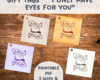 Potato-Themed Gift Tags | "I Only Have Eyes for You" Amigurumi Cards | Printable PDF