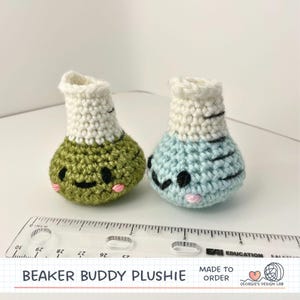Amigurumi Beaker Buddy- kawaii face, crochet, lab supplies, science, handmade