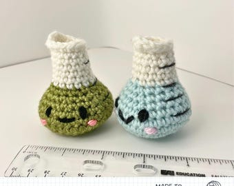 Amigurumi Beaker Buddy- kawaii face, crochet, lab supplies, science, handmade