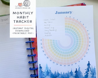 Circle Habit Tracker Printable | 12-Month Seasonal Planner PDF for Creative Routines