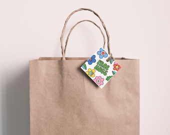 Free Hugs Printable Gift Tags | Bright Floral Cards for Crochet & Handmade Gifts
