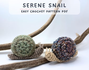 Serene Snail Crochet Pattern PDF | Easy Beginner Amigurumi | Cottagecore Plush | No-Face Rustic Snail