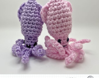 Made-to-Order Crochet Plush “Squiggly” Squid: Custom Colors Available