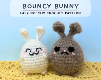 No-Sew Bunny Crochet Pattern PDF | Easy Bouncy Bunny Amigurumi | DIY Plush, Decor, Keychain