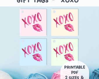 XOXO Gift Tags | Printable Romantic Notes for Handmade Gifts (PDF Download)