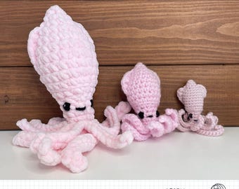 Squiggly Squid Plushie | Handmade Crochet Ocean Friend | Kawaii Sea Creature Toy/Ornament