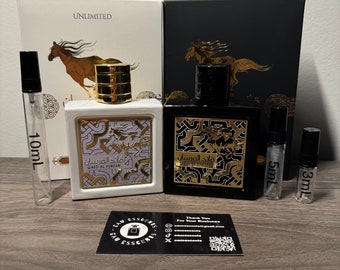 Lattafa Qaed Al Fursan & Qaed Al Fursan Unlimited Bundle Eau De Parfum 3mL, 5mL, 10mL Fragrance Travel Sample/Cologne Decants