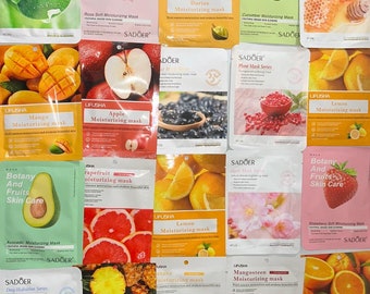 Fruit variant korean face mask sheet for hydrating dry skin face pack of 20 natural flavor