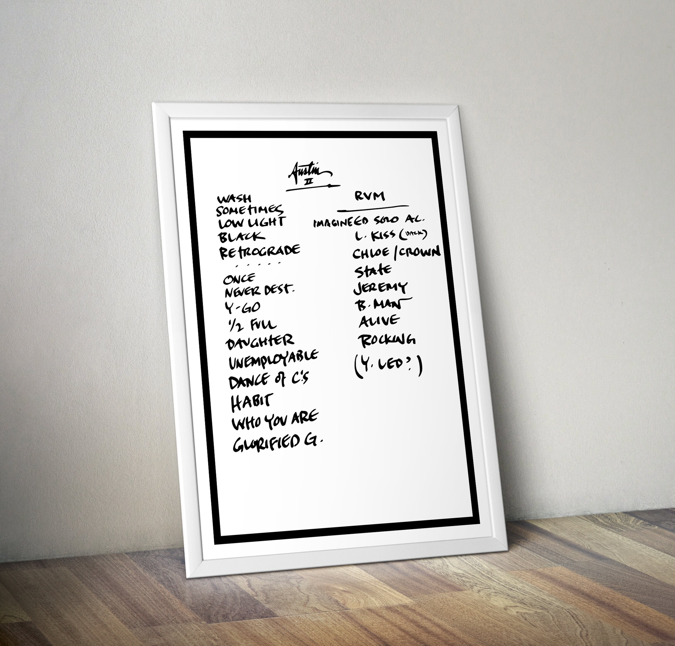 Pearl Jam Austin, Texas Setlist Poster With Border 9/19/23 Night 2