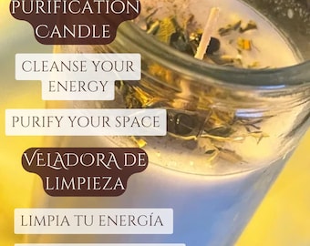 Dressed Candle for Cleansing and Protection| Veladora Preparada para limpieza y protección| ritual 7 day candle| Purification Candle|