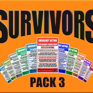 Survivor Survivalists Emergency Action Cards Medical Camping Fishing Hunting Information Outdoors Education.