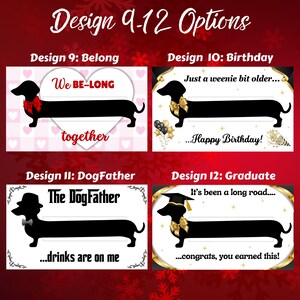 Dachshund Money Holder Cards Design0 9-12: Looking for a fun way to give cash? This Dachshund Money Holder Card is sure to delight any dog lover! Available in 12 clever designs, each card includes  a clear plastic dome to hold rolled-up bills with an adhesive sticker to secure it in place. The card makes a fun and easy stocking stuffer. 

Dachshund Money Holder, Wiener Dog Cash Gift Card, Holiday Stocking Stuffer, Valentines Card, Father's Day Gift, Birthday Card Idea, Graduation Gift