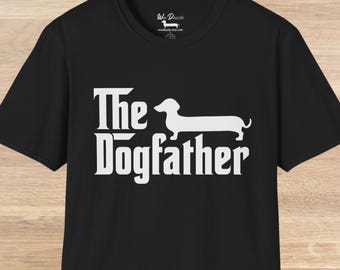 The Dogfather Dachshund T-Shirt, Wiener Dog Dad Gift, Men's Softstyle Tee, Dog Lover Shirt, Funny Doxie Dad Tee, Fathers Day, Gift For Him