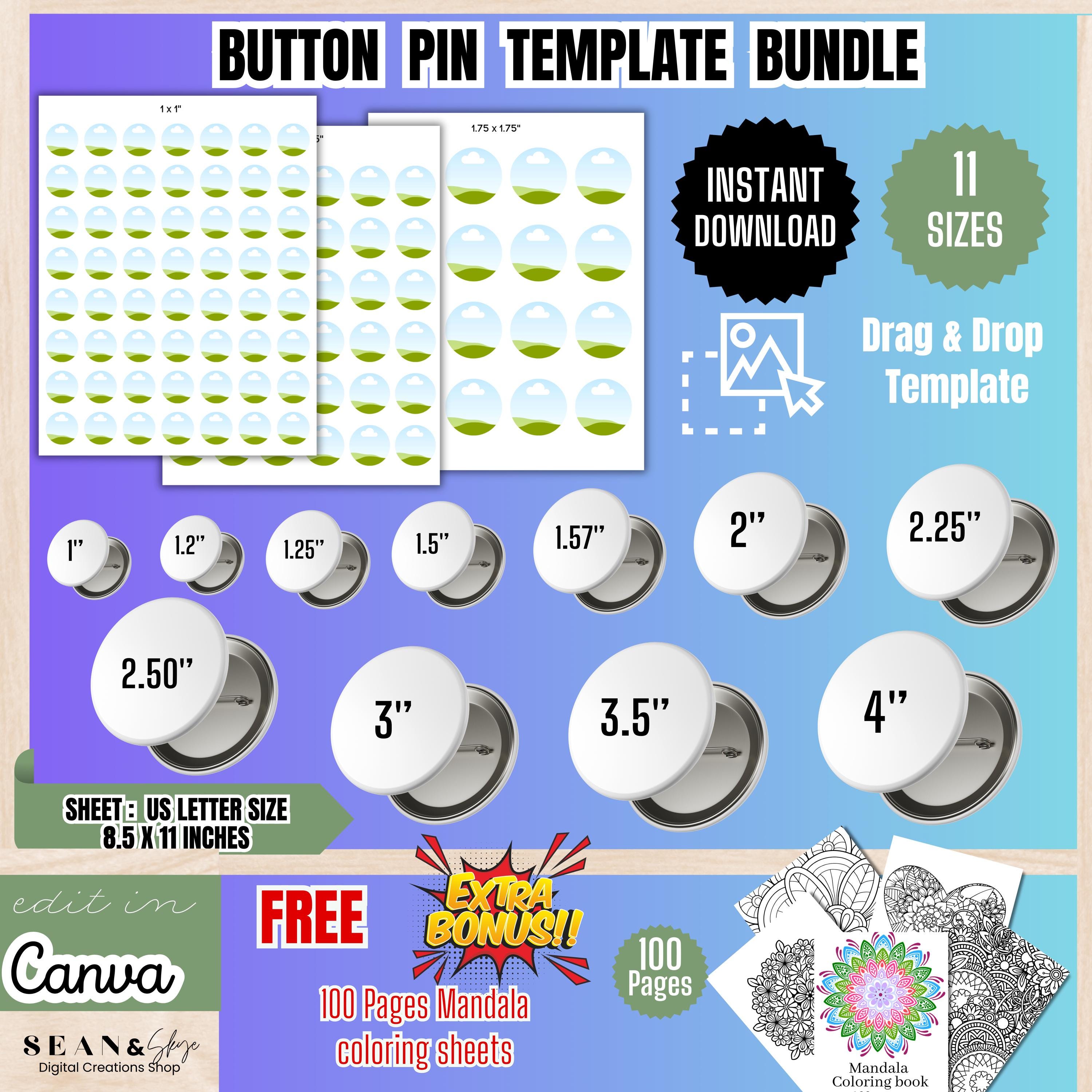 Editable Button Pin Template Bundle, Badge Template, Canva Button ...