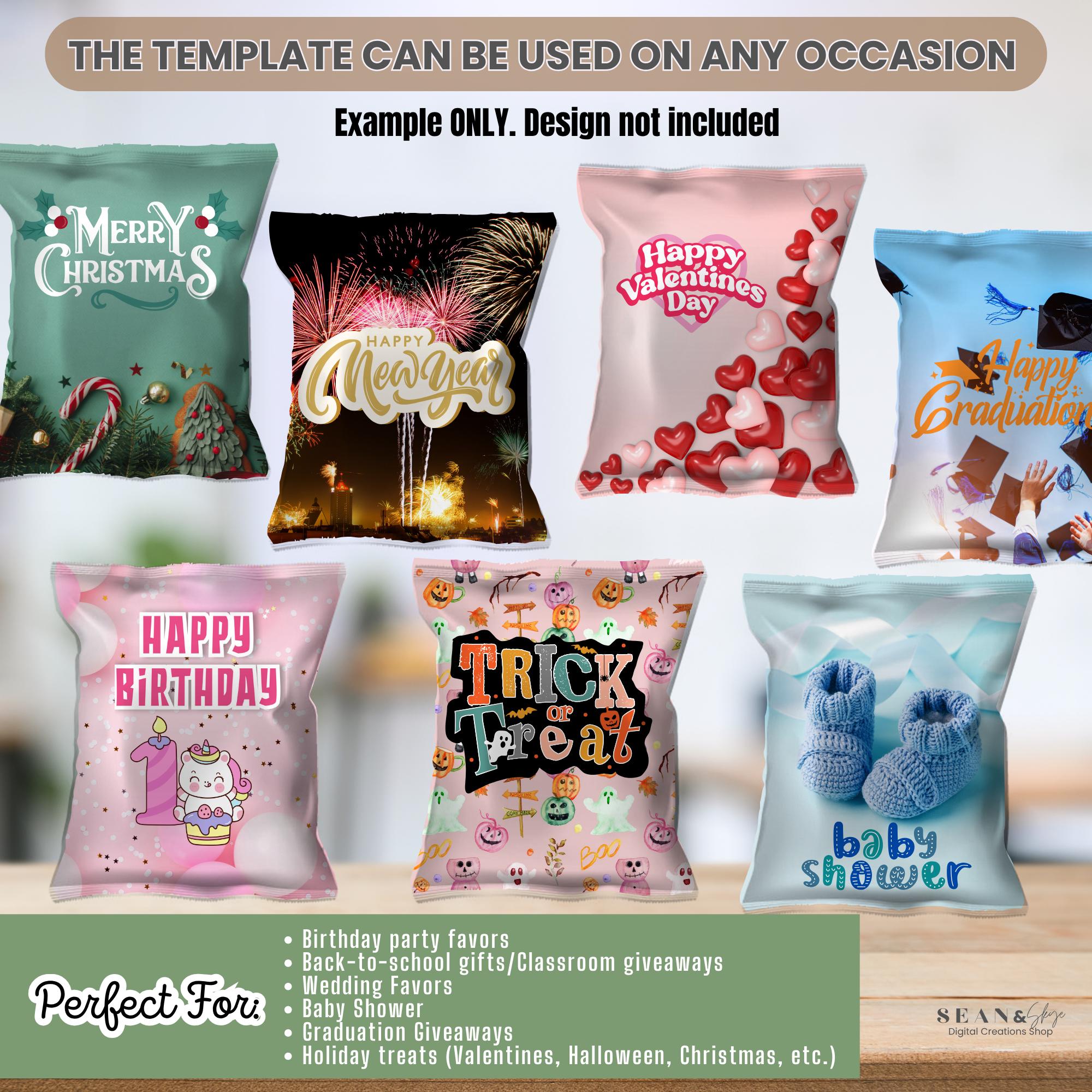 Chip Bag Template, Custom Chip Bag Template, Party Decorations, Instant ...