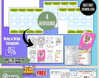 Mini Coloring Booklet Template,Printable Coloring Book,DIY Party Favor,Kids Activity Book,Party Favor Coloring Book,Canva Party Template,BT1
