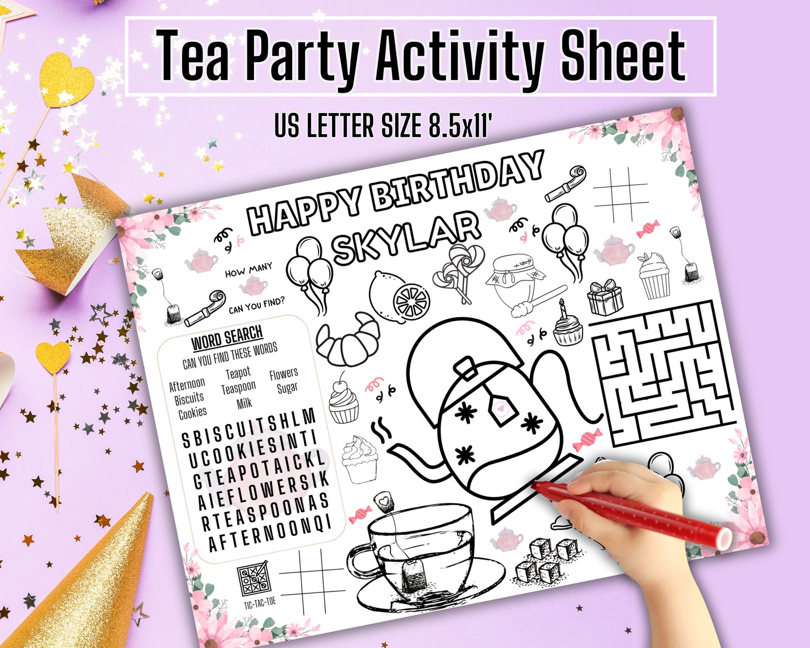 Tea Party Printables, Activity Page for Kids, Afternoon Tea Party ...