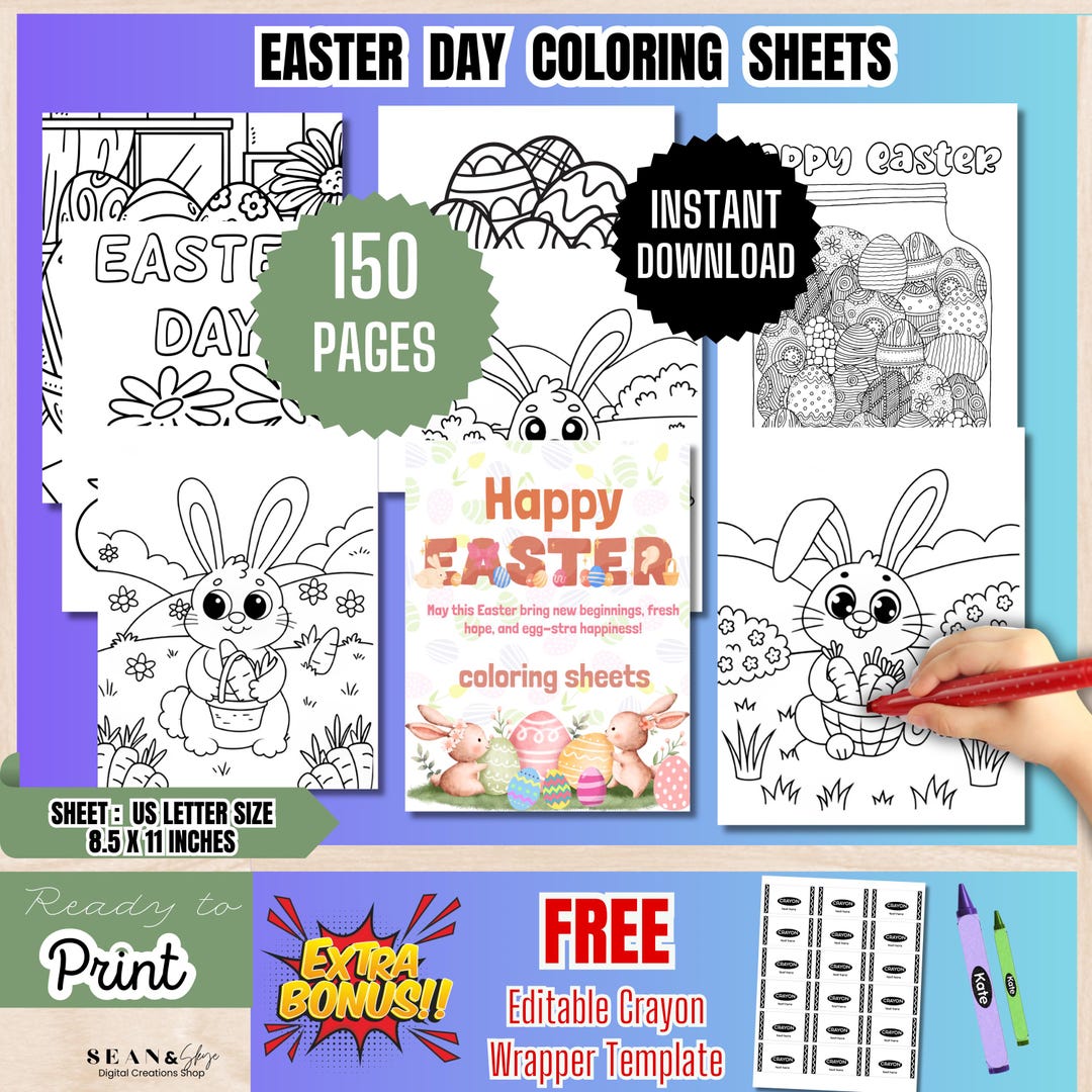 Easter Printables Kids, Easter Coloring Activity, Printable Easter Egg ...