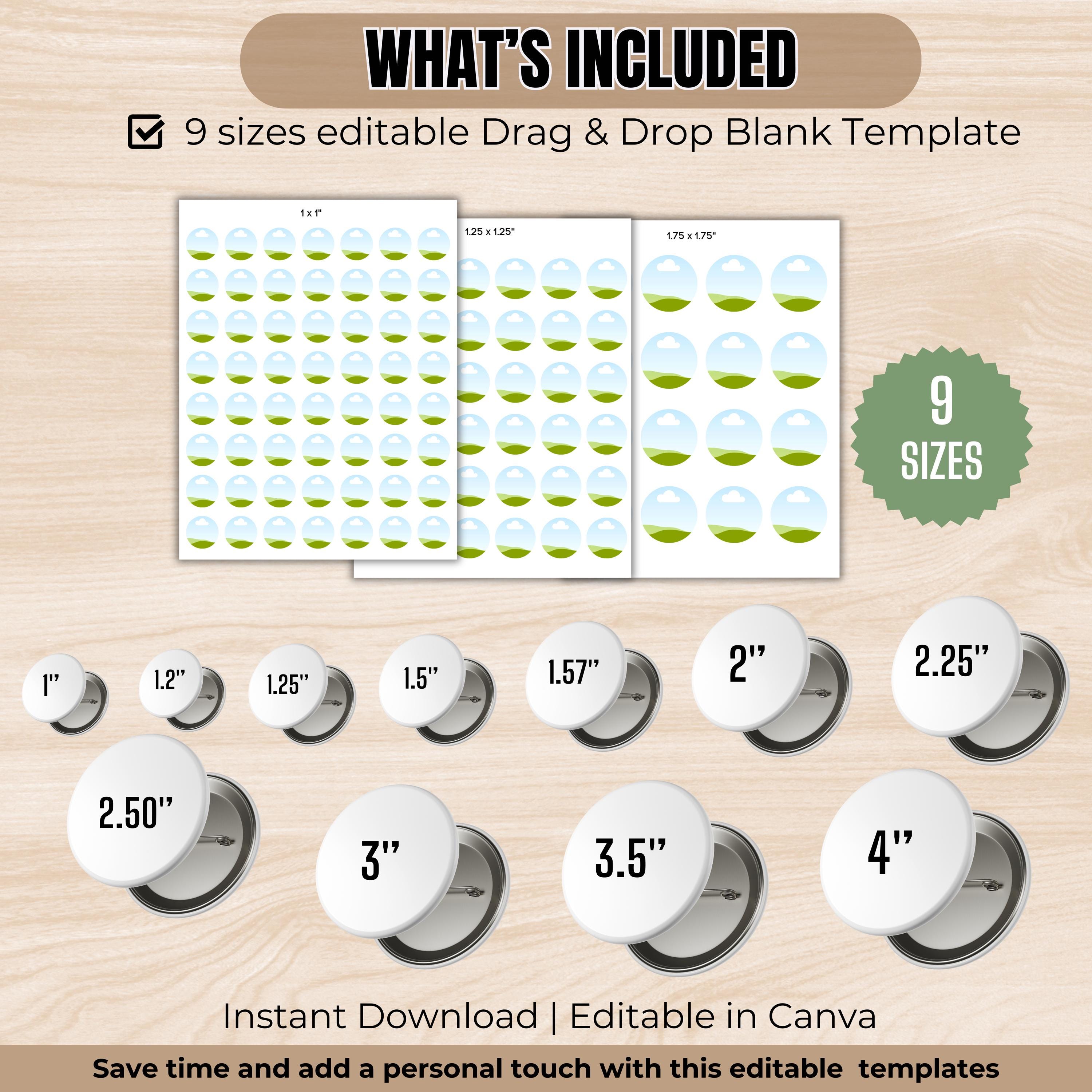 Editable Button Pin Template Bundle, Badge Template, Canva Button ...