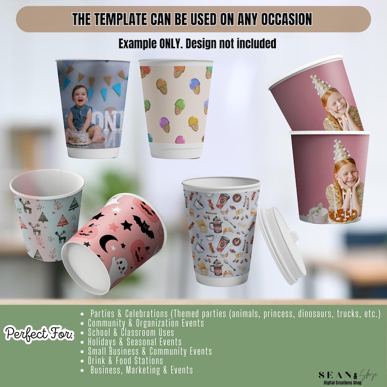 Editable Paper Cup Wrap Template Bundle, Coffee Cup Wraps, Coffee Cup ...