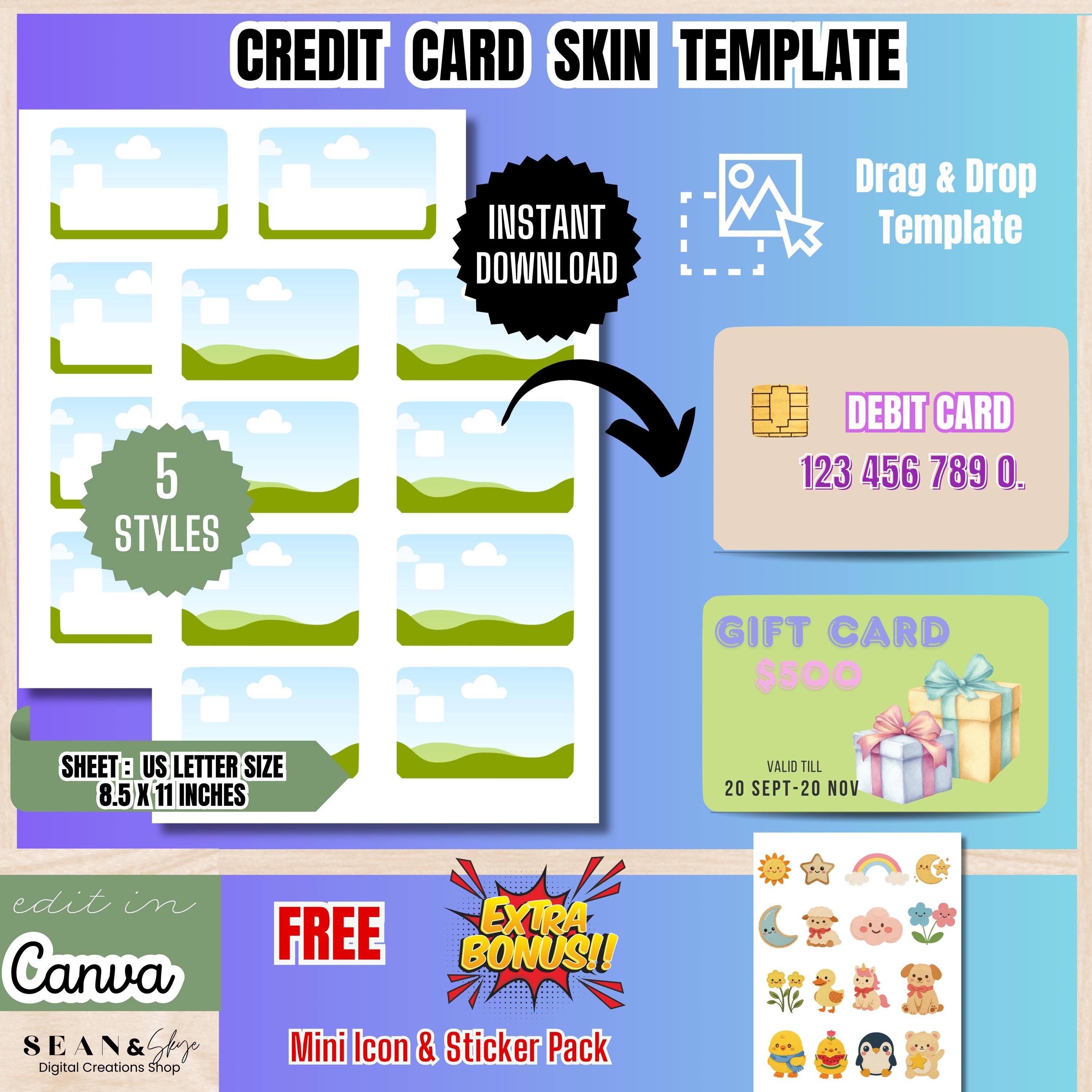 Credit Card Skins Canva Template, Debit Card Skins, Debit Card Stickers ...