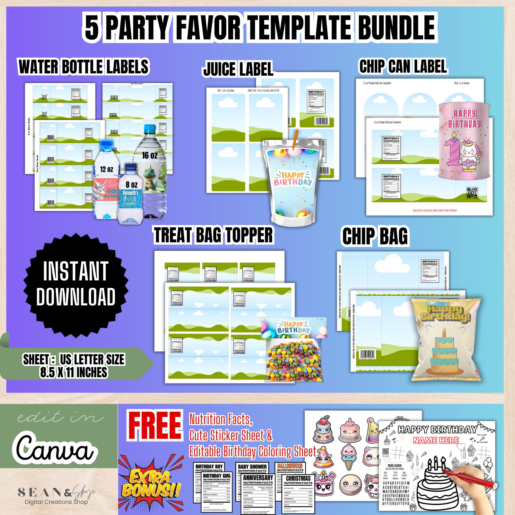 Editable Unicorn Favor Tags Magical Birthday Thank you tags Label Rain -  Design My Party Studio, image size:2000x2000