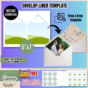 Envelope Liner Template, Wedding Envelope Liner, Picture Envelop Insert, Drag and Drop Envelop Liner, Envelop Inserts, Stationary Envelope