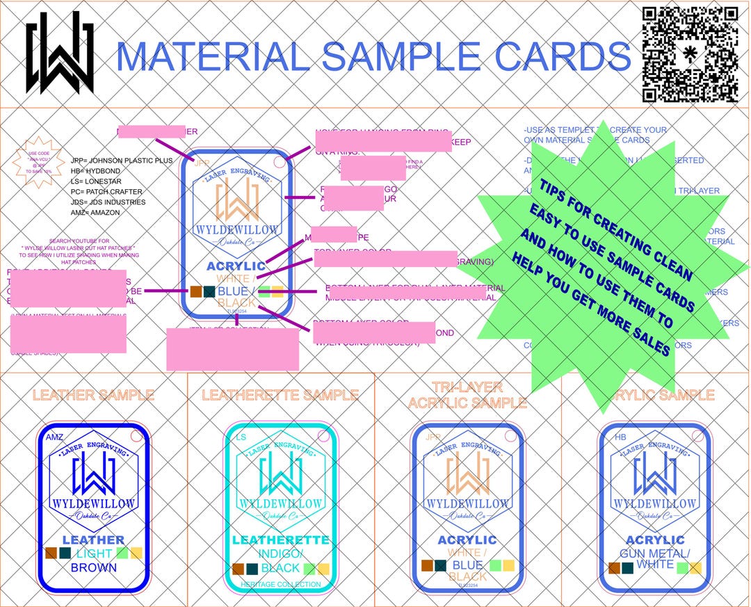 Material Sample Card Template DIGITAL FILE ONLY, Clean Easy Way to ...