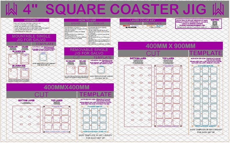 Coaster Jigs Vector Square LEATHERETTE COASTER JIG Set, Digital File, Svg for Laser ...