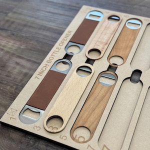 7 "Flaschenöffner 3 Jig Kombipackung DIGITALE DATEI SVG Für Lasergravierer Cutters. 3 Größen 400x400, 400x900 und Single Jig für Galvo Laser