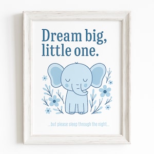 Nursery elephant print, Sweet animal art, Nursery animals art, Elephant children art, Kids blue room decor