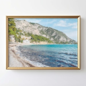 Eze Francia Playa Costa Arte Impresión Arte de la pared Europa Descarga digital Escena del océano Galería imprimible Impresionista Regalo Carteles Pintura al óleo