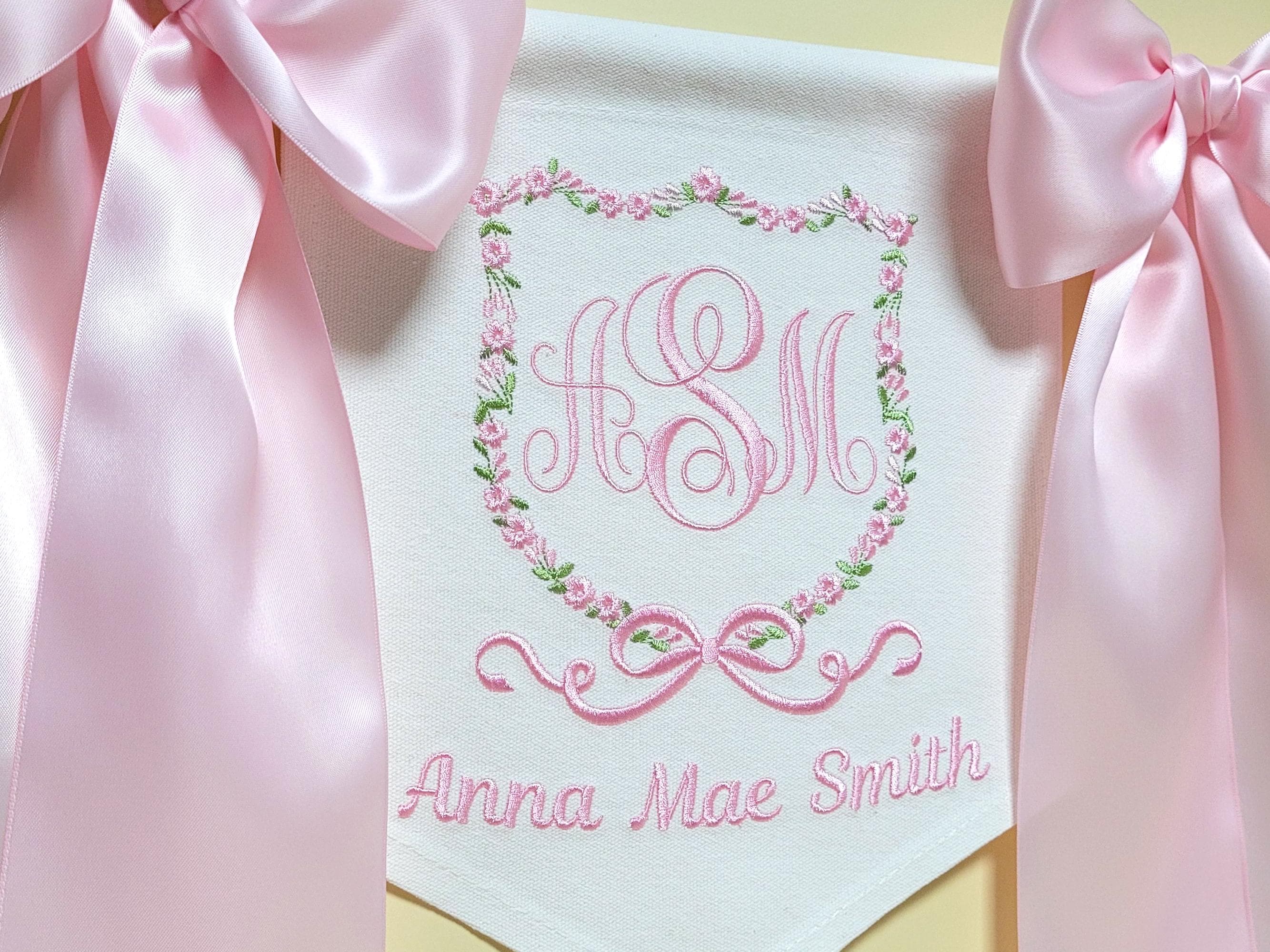 Custom Baby Banner For Hospital Door Sign & Nursery, Monogram Baby Announcement Banner, Embroidered Baby Name Banner for Baby Shower Gift