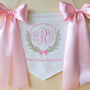 Custom Baby Banner Embroidered Monogram Wall Art, Hospital Birth ...