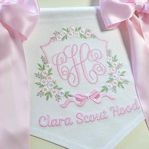 Baby Banner Hospital Door Hanger for Girl, Embroidered Name Sign Baby Announcement, Welcome Home Baby Banner, Monogram Hospital Door Sign