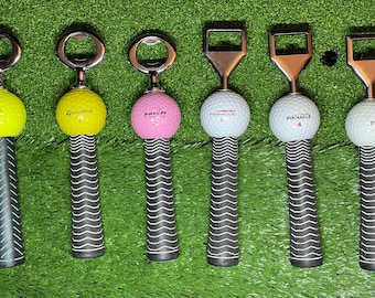 Golf Club Handle and Ball Single Bottle Opener - Vintage Upcycled Golf Club Bottle Openers.