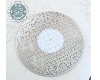 Schallplatten Slipmat in Silber Verspiegeltem Acryl - Spiegelball Inspiriert
