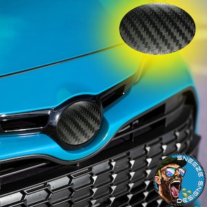 GR Corolla Front Emblem Decal - Textured Dry Carbon Emblem Overlay Badge Sticker Air Release Vinyl Sticker Decal - [Front] - [GR Corolla]